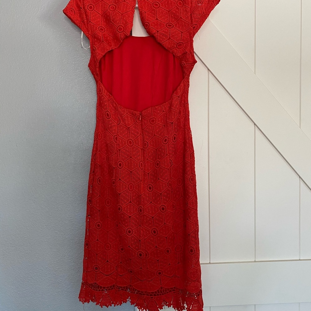 Eyelet Red Dress - Picture 6 of 7